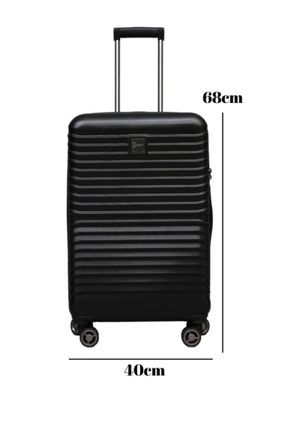Orta Boy %100 Polikarbon Valiz Siyah 1811 - Resim 2