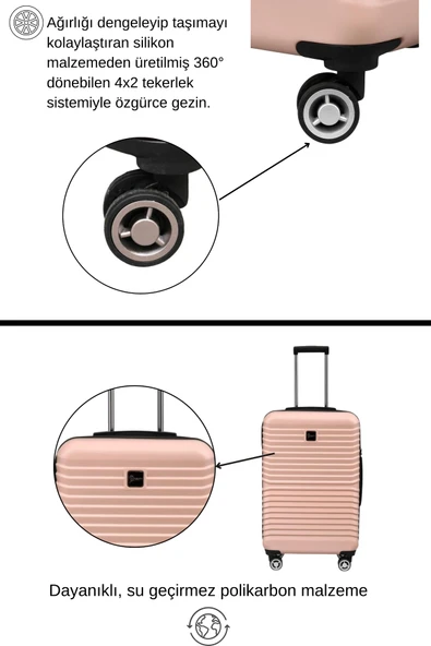 Büyük Boy %100 Polikarbon Valiz Pudra 1811 - Resim 3