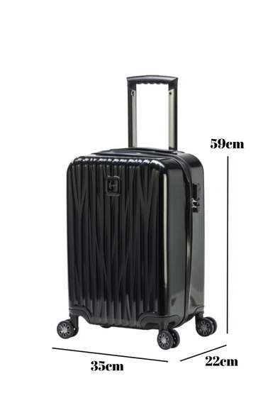 Kabin Boy %100 Polikarbon Valiz Parlak Siyah 1815 - Resim 2
