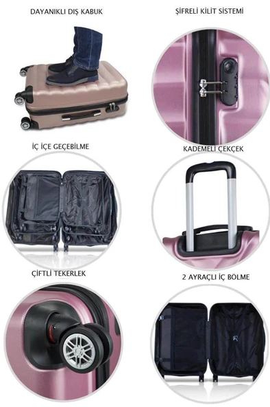 Orta Boy Valiz 4x2 Teker Mavi 1451 - 5