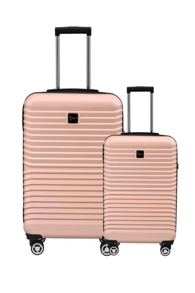 2'li Valiz Seti Polikarbon Büyük Boy – Kabin Boy Valiz Pudra 1811 ürün görseli 1