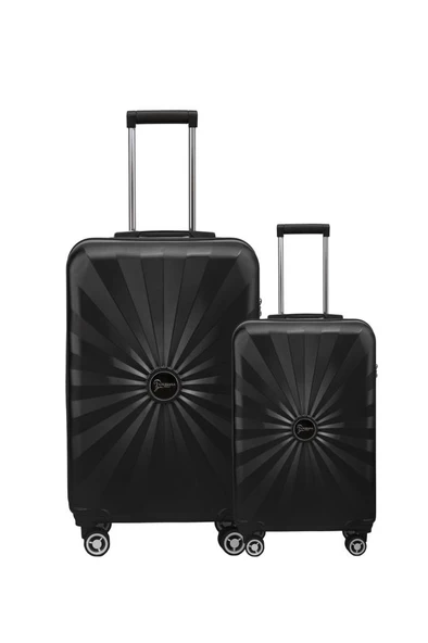 2'li Valiz Seti Polikarbon Orta Boy - Kabin Boy Valiz Siyah 1809 ürün görseli 1