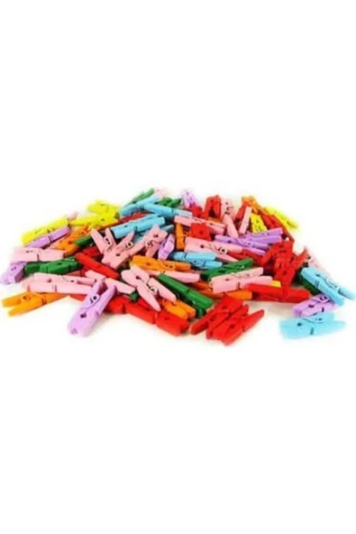 25 ADET Küçük Renkli Mandal 25 Li Paket Mini Ahşap Mandal Fotoğraf Mandalı 2,5 Cm - 3