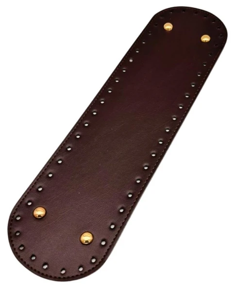 Angel Çanta Aksesuar Suni Deri 37x10 cm Oval Çanta Tabanı Koyu Kahve Renk Light Gold Aparatlı