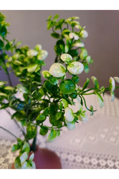 ADET  MİNİK YAPRAKLI BEYAZ  YAPAY ÇİÇEK EV DEKORASYON ARANJMAN DEKOR BALKON 30 CM - Resim 2