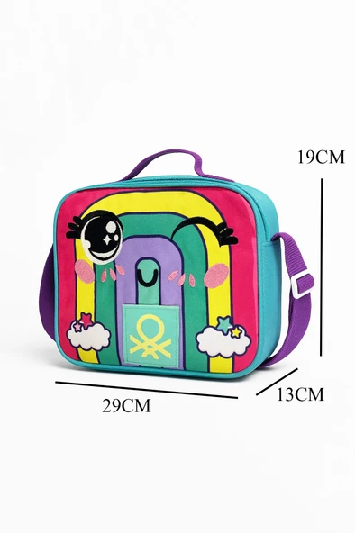 Benetton Gökkuşağı Desenli Okul Seti(Beslenme, Mavi Matara) - Resim 5