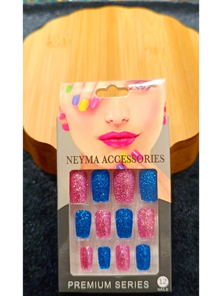 Monalisa Home Simli Çift Renk Takma Tırnak