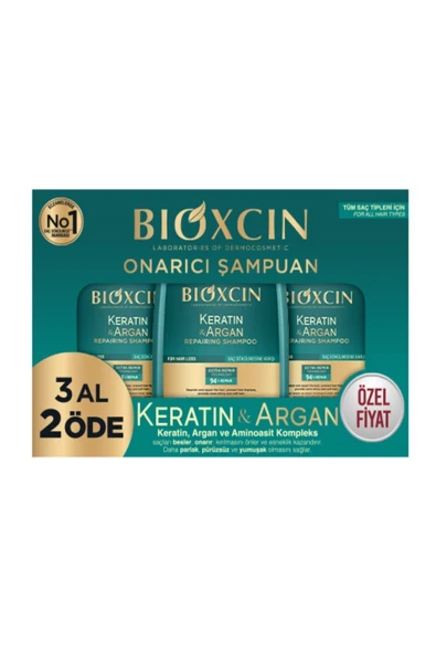 Keratin & Argan Onarıcı Bakım Şampuan 300 ml 3 Al 2 Öde - Yıpranmış Ve Hassas Saçlar - 1