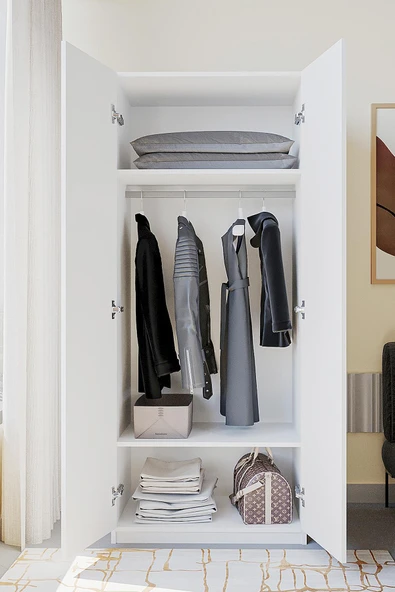 Frezya 2 Kapaklı Elbise Dolabı-2 Kapılı Gardırop - 2