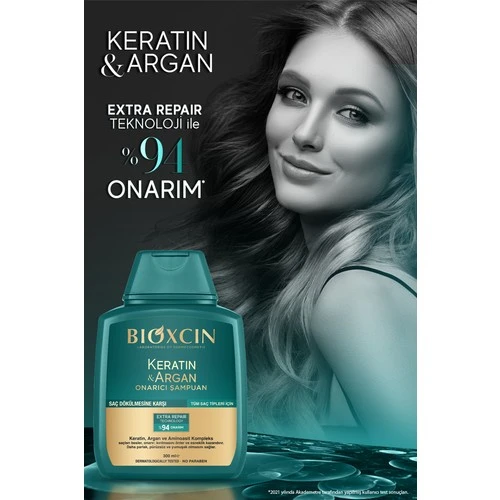 Keratin & Argan Onarıcı Şampuan 300ml + Kertin Argan Sıvı Saç Bakım Kremi - 2