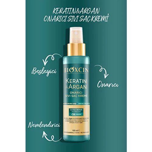 Keratin & Argan Onarıcı Şampuan 300ml + Kertin Argan Sıvı Saç Bakım Kremi - 4