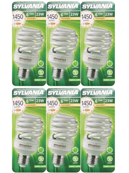 (6 Adet) Sylvania 23W (103W) 2700K (Sarı Işık) E27 Duylu (Kalın Duy) Tasarruflu Ampul
