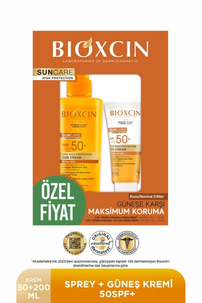 Sun Care Spf 50 Yüz Güneş Kremi 50 ml Kuru ve Normal Cilt + Vücut Güneş Spreyi 200 Ml