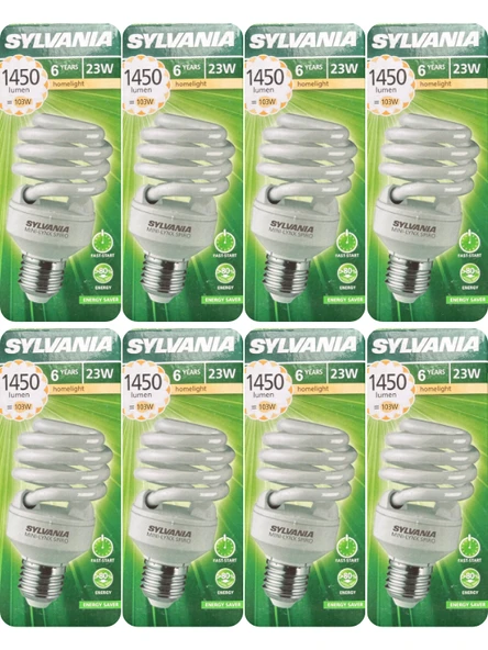 (8 Adet) Sylvania 23W (103W) 2700K (Sarı Işık) E27 Duylu (Kalın Duy) Tasarruflu Ampul