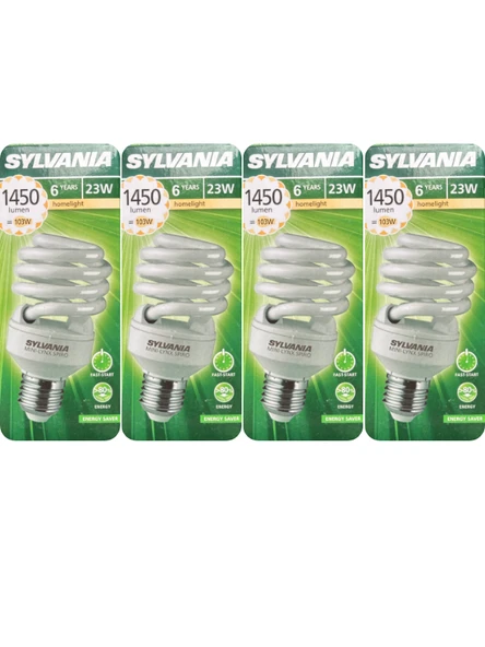 (4 Adet) Sylvania 23W (103W) 2700K (Sarı Işık) E27 Duylu (Kalın Duy) Tasarruflu Ampul
