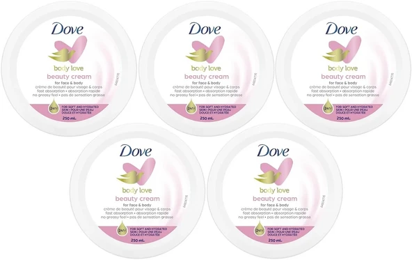 Dove Besleyici El ve Vücut Bakım Kremi 250ML Beauty Cream (Pembe) (5 Li Set)