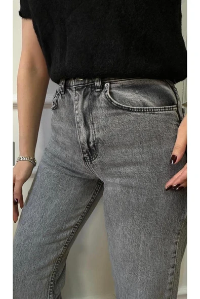 BYB ANTRASİT YIKAMALI YÜKSEK BEL JEAN - 2