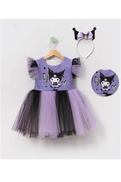 Kuromi Baskılı  Kız Elbise 3/10 Yaş