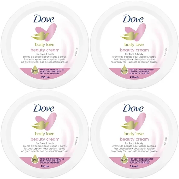 Dove Besleyici El ve Vücut Bakım Kremi 250ML Beauty Cream (Pembe) (4 Lü Set)