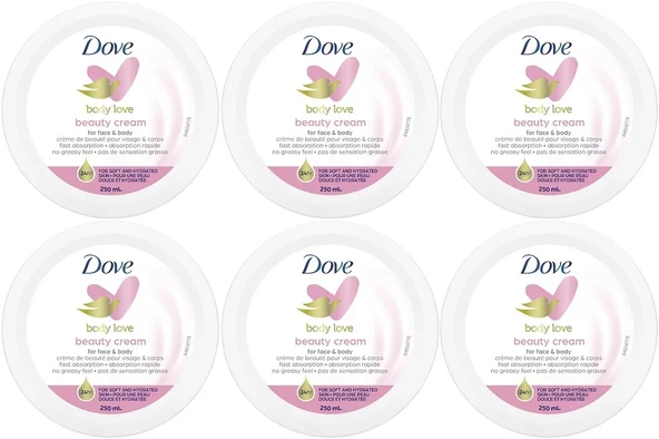 Dove Besleyici El ve Vücut Bakım Kremi 250ML Beauty Cream (Pembe) (6 Lı Set)