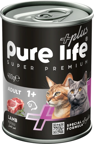 Pure Life Plus Kuzu Etli  Yetişkin Kedi Konservesi 400 gr  12 Adet