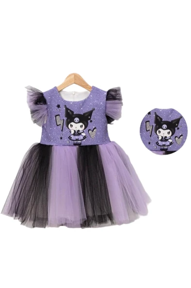 Kuromi Baskılı  Kız Elbise 3/10 Yaş - 2