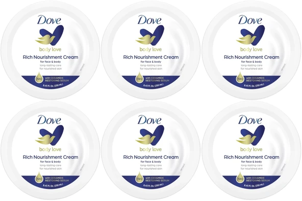 Dove Besleyici El ve Vücut Bakım Kremi 250ML Rich Nourishment Cream (Mavi) (6 Lı Set)