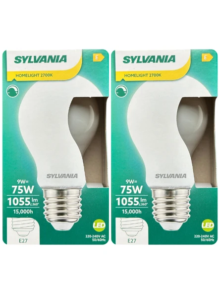 (2 Adet) Sylvania 9W (75W) 2700K (Sarı Işık) Dim Edilebilir E27 Duylu (Kalın Duy) Soft Led Ampul