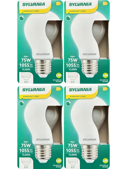 (4 Adet) Sylvania 9W (75W) 2700K (Sarı Işık) Dim Edilebilir E27 Duylu (Kalın Duy) Soft Led Ampul