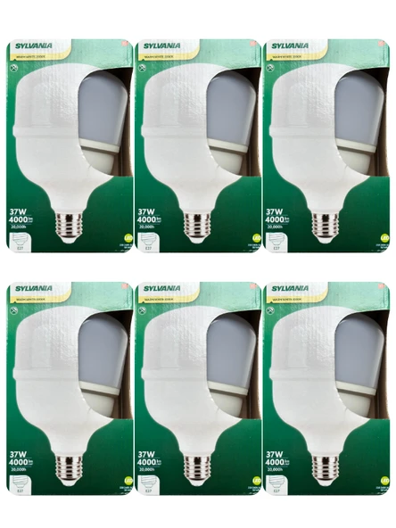 (6 Adet) Sylvania 37W 3000K (Sarı Işık) E27 Duylu (Kalın Duy) Torch Led Ampul