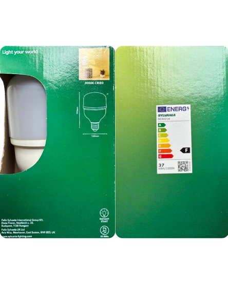(8 Adet) Sylvania 37W 3000K (Sarı Işık) E27 Duylu (Kalın Duy) Torch Led Ampul - 4
