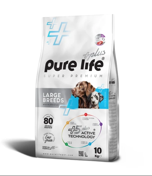 Pure Life Plus Kuzulu Büyük Irk, Yetişkin Köpek Maması 10 kg