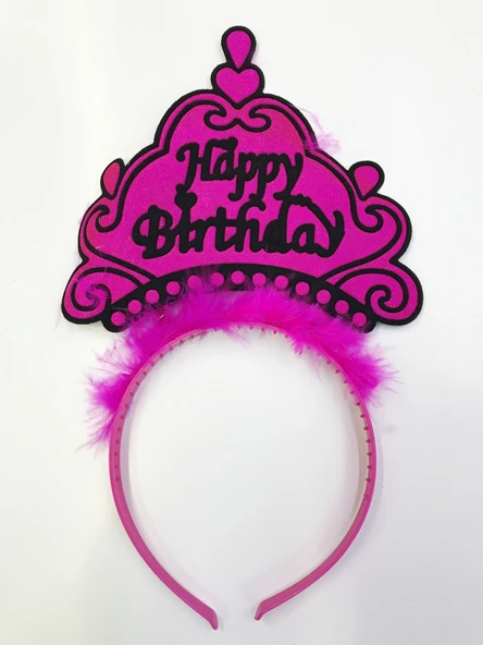 Happy Birthday Yazılı Neon Renk Taç 12 Adet - 4