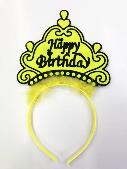 Happy Birthday Yazılı Neon Renk Taç 12 Adet - 3