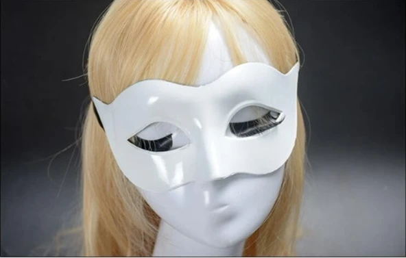 Beyaz Renk Masquerade Kostüm Partisi Venedik Balo Maskesi - 2
