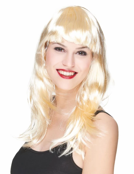 Platin Altın Dore Renk Uzun Düz Parti Peruğu ürün görseli