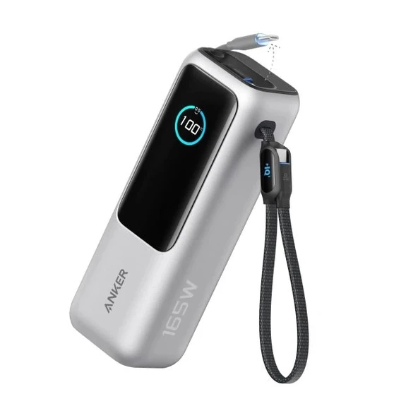 Anker Dizüstü Bilgisayar Power Bank (25K, 165W, Dahili ve Geri Çekilebilir Kablolar) - Silver