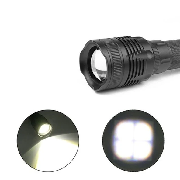 Alüminyum Şarjlı Zoom'lu El Feneri F-6055 - 2