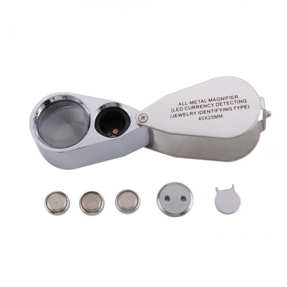 Kontrol Için Özel Kutulu Metal Işıklı Lup 40X25 - 3