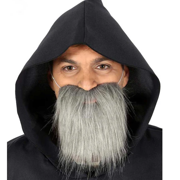 Kırçıllı Korsan Sakalı Gri Renk Takma Sakal ürün görseli 1