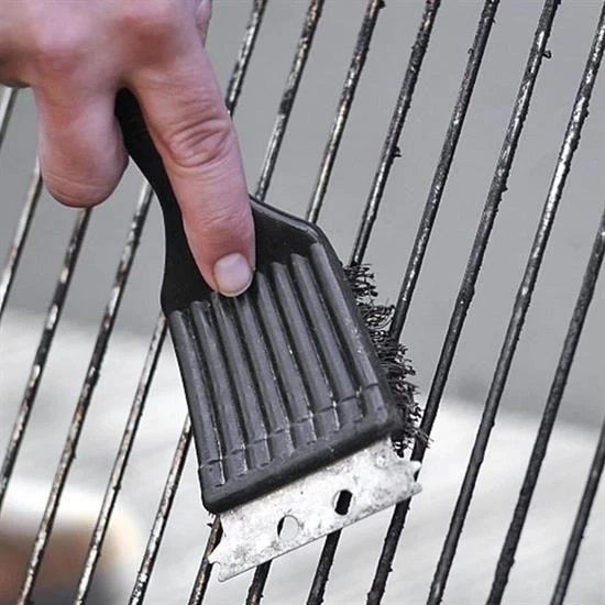 Mangal BBQ Temizlik Fırçası Ergonomik Paslanmaz Çelik Kıllar Mangal Fırçası - 12