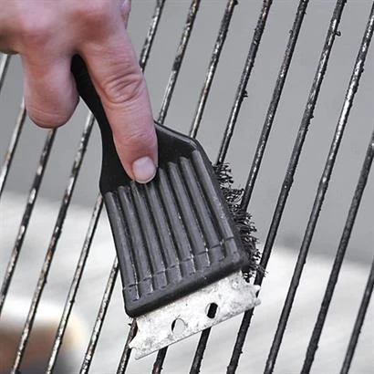 Mangal BBQ Temizlik Fırçası Ergonomik Paslanmaz Çelik Kıllar Mangal Fırçası - 8