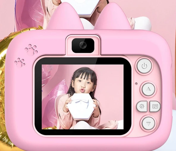 Mini Karikatür Çocuklar Dijital Kamera 1080P Pembe KS102 - 2