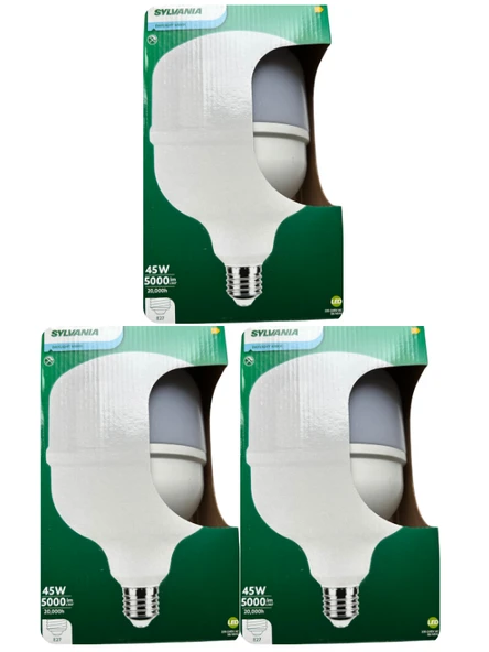 (3 Adet) Sylvania 45W 6500K (Beyaz Işık) E27 Duylu (Kalın Duy) Torch Led Ampul