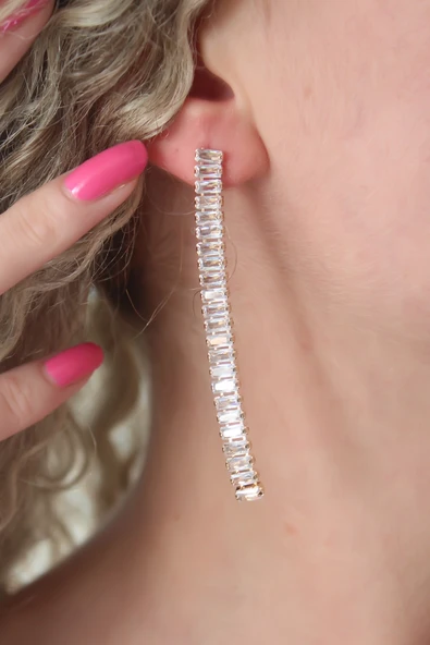 Gold Renk Zirkon Taşlı Kadın Küpe - TJ-BKP7161 ürün görseli 1