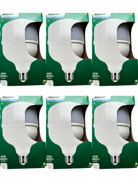 (6 Adet) Sylvania 45W 6500K (Beyaz Işık) E27 Duylu (Kalın Duy) Torch Led Ampul