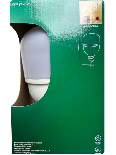 (4 Adet) Sylvania 45W 3000K (Sarı Işık) E27 Duylu (Kalın Duy) Torch Led Ampul  - Resim 4