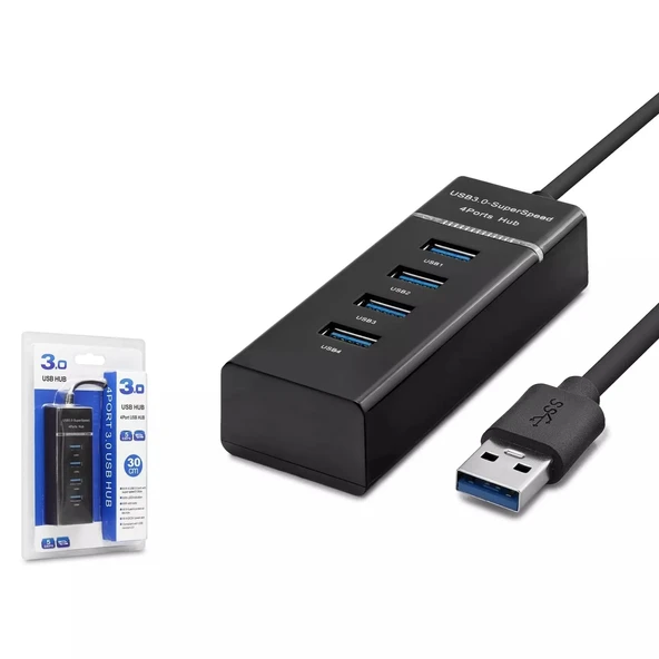 Usb3.0 Hub 3*Usb + Usb3.0 30Cm Siyah HDX7017