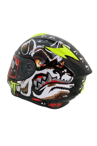 Kask Targo Crazydog Motosiklet Kaskı Siyah Vizörlü - 3