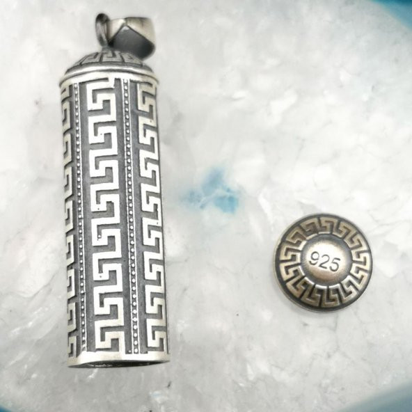 Silindir Tasarımlı 925 Ayar Gümüş Cevşen Muska Kabı Küçük Boy - Resim 4